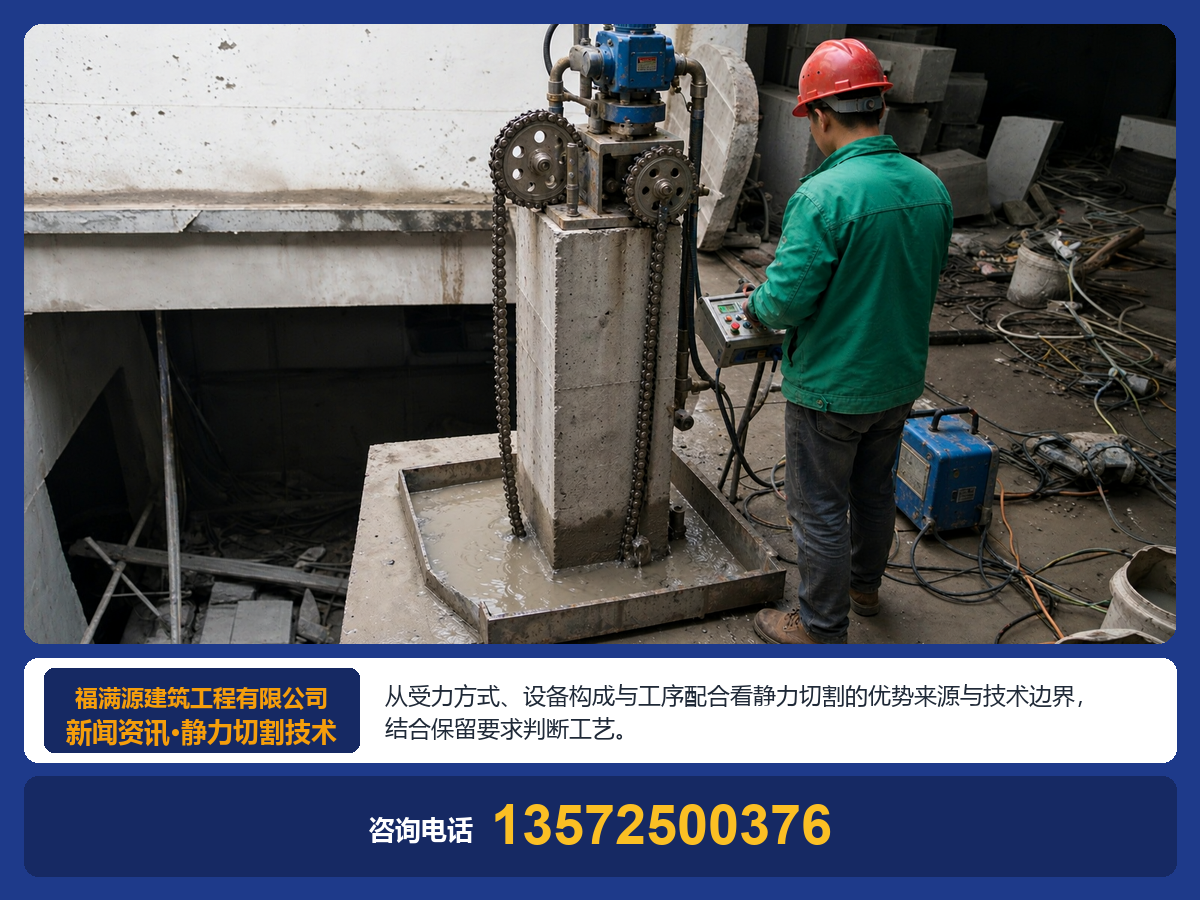 静力切割技术：建筑拆除改造中的工艺原理与适用场景